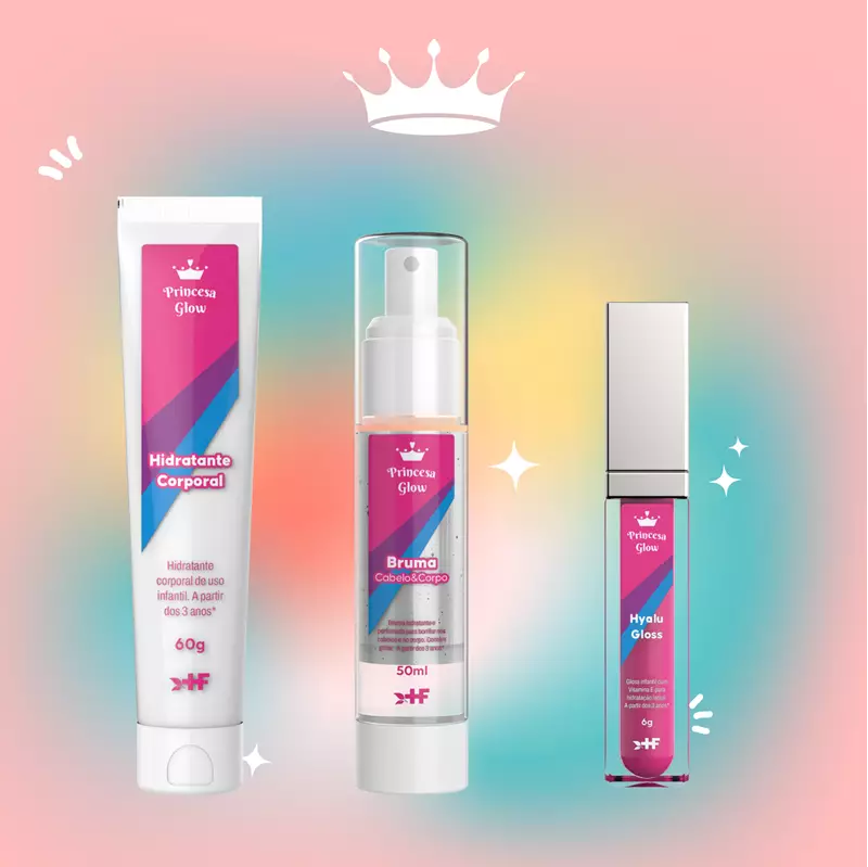 Kit Princesa Glow - gloss, bruma e hidratante corporal