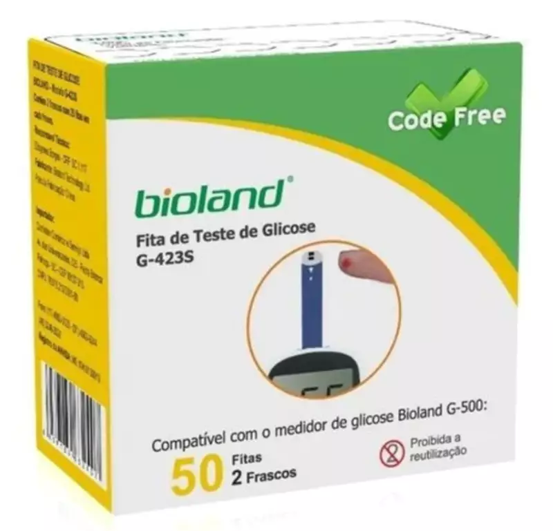 Fitas de glicose diabetes Bioland Modelo G-423s - 50 Unidades