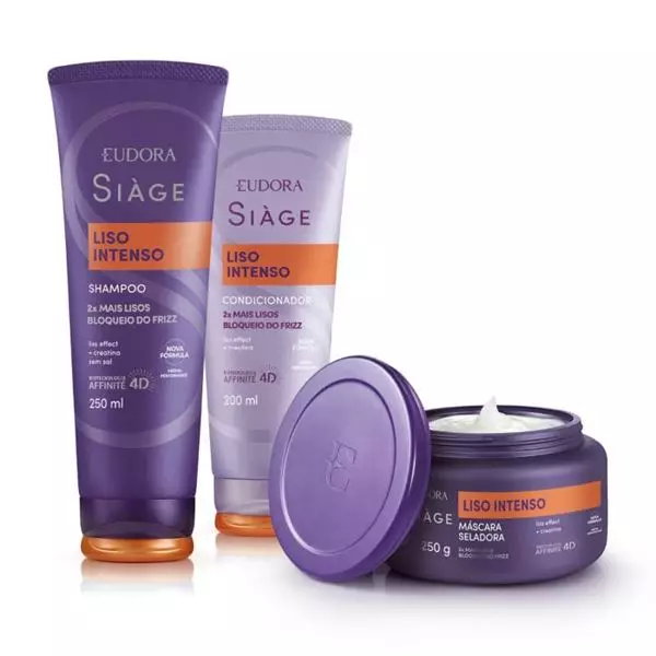 Combo Eudora Siàge Liso Intenso: Shampoo 250ml + Máscara 250g + Condicionador 200ml