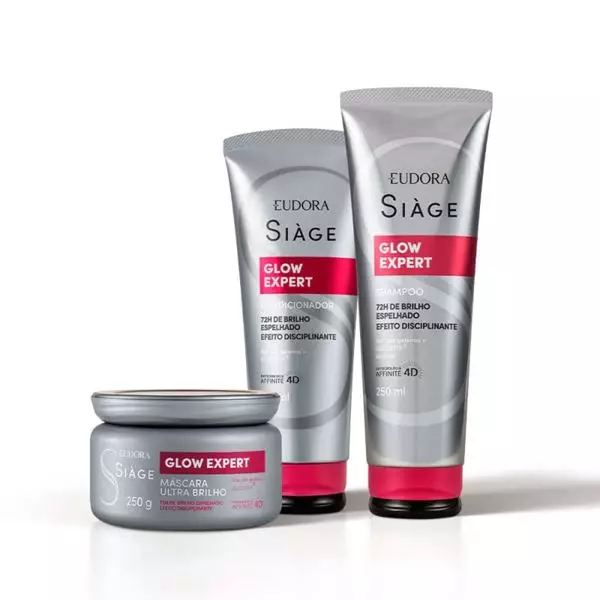 Combo Eudora Siàge Glow Expert: Shampoo 250ml + Condicionador 200ml + Máscara Capilar 250g