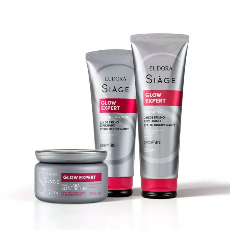 Combo Eudora Siàge Glow Expert: Shampoo 250ml + Condicionador 200ml + Máscara Capilar 250g
