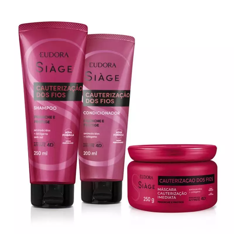 Combo Eudora Siàge Cauterização dos Lisos: Shampoo 250ml + Condicionador 200ml + Máscara Capilar 250g