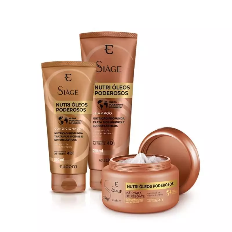 Kit Eudora Siàge Nutri Óleos Poderosos Shampoo + Condicionador + Máscara Capilar