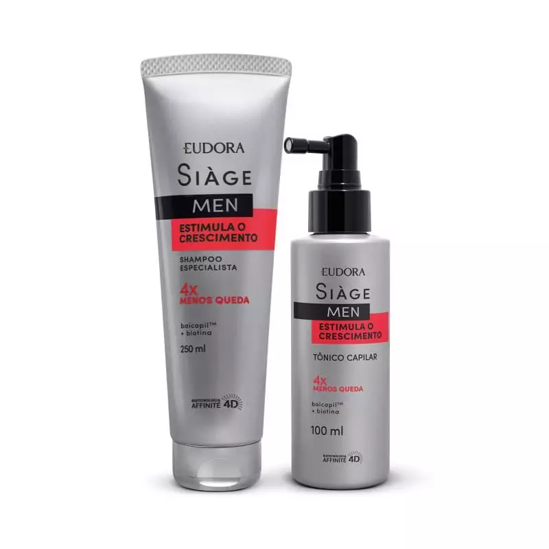 Combo Eudora Siàge Men Estimula o Crescimento: Tônico 100ml + Shampoo 250ml
