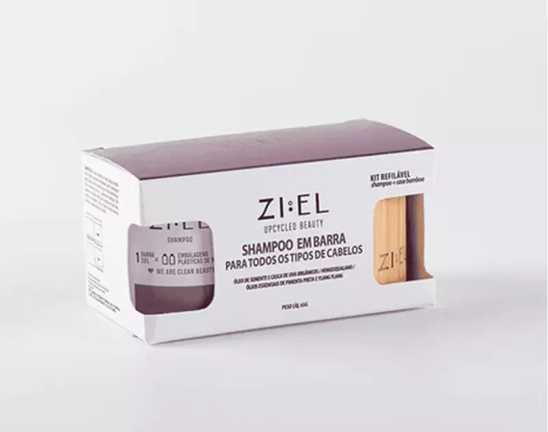 Kit shampoo para todos os tipos de cabelos + case de bambu 65gr Ziel