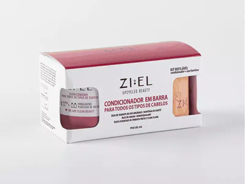 Kit condicionador para todos os tipos de cabelos + case de bambu 45gr Ziel