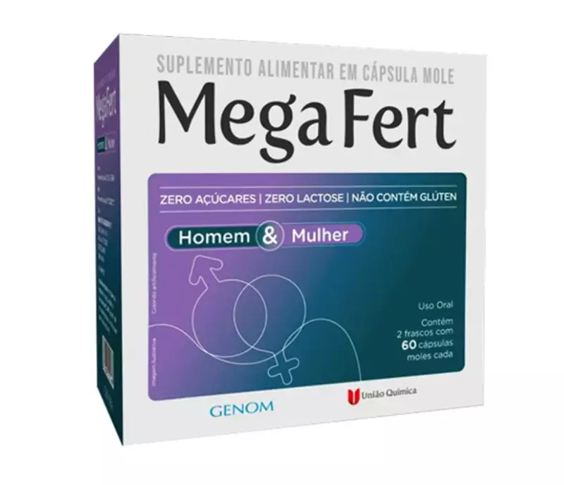 Suplemento Alimentar Mega Fert Homem 60 Cápsulas Moles + Suplemento Alimentar Mega Fert Mulher 60 Cápsulas Moles